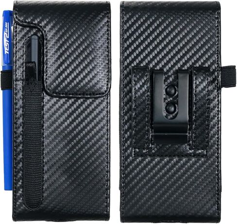 Holster Pouch for Galaxy Z Fold 8 Ultra/7/6/5/4/3 with S Pen Holder & Belt Clip & Card Holder, Luxury Carbon Fiber Leather Holster Case with Belt Loop&Metal Clip&Magnetic Closuer in Kuwait