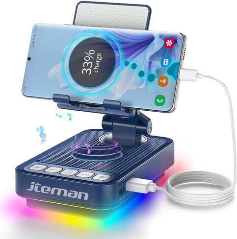 JTEMAN Gifts for Men Women Phone Stand Bluetooth Speaker with Light and Charging Function, 360 Rotating Phone Holder Cool Tech Gifts for Dad Mom Husband Unique Birthday Gift Ideas in Kuwait