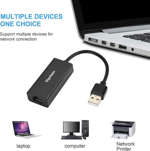 USB 2.0 to ethernet Adapter USB to RJ45 Supporting 10/100 Mbps Ethernet Network for Window/Mac OS, Surface Pro/Linux in Kuwait
