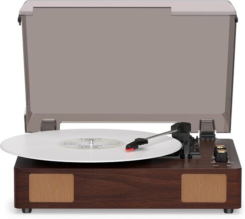 Brown Bluetooth Record Player, 3-Speed Belt Drive Turntable in Kuwait