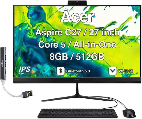 Acer Aspire C27 All-in-One Desktop, 27" IPS FHD, Ryzen 5 7430U in Kuwait
