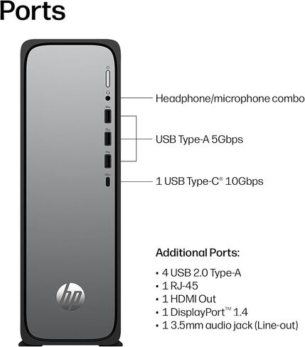 HP OmniDesk Slim Desktop PC, Intel Core i5-14400, 8 GB RAM, 512 GB SSD, Intel UHD Graphics 730, Windows 11 Home, Microsoft Copilot, Meteor Silver, S03-0012 (2026) in Kuwait