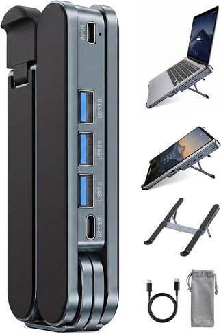 Laptop Stand with Docking Station Foldable Computer Riser Desk Hub in Kuwait