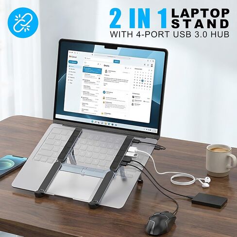 Laptop Stand with Docking Station Foldable Computer Riser Desk Hub in Kuwait