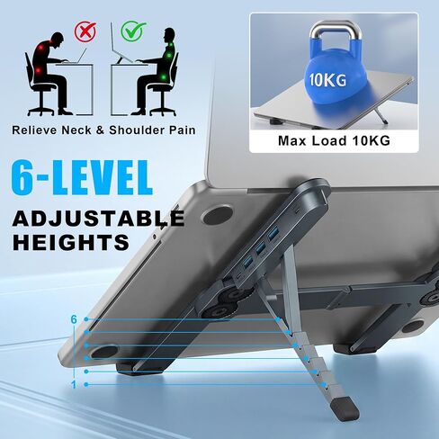 Laptop Stand with Docking Station Foldable Computer Riser Desk Hub in Kuwait