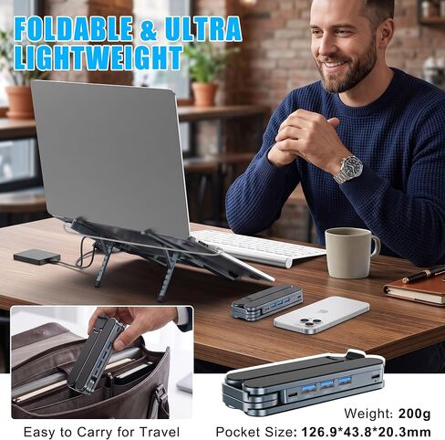 Laptop Stand with Docking Station Foldable Computer Riser Desk Hub in Kuwait