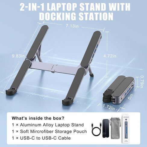 Laptop Stand with Docking Station Foldable Computer Riser Desk Hub in Kuwait