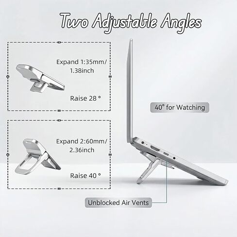 Ergonomic Zinc Alloy Laptop Stand,Portable Keyboard Riser with 2 Adjustable Angles (8°&13°),Foldable Invisible Laptop Riser for Desk,Anti-Slip,Heat Dissipation,Supports Up to 22lbs for 10-17" Laptops in Kuwait