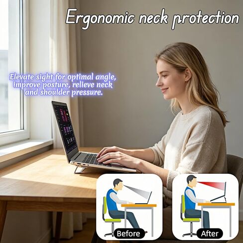 Ergonomic Zinc Alloy Laptop Stand,Portable Keyboard Riser with 2 Adjustable Angles (8°&13°),Foldable Invisible Laptop Riser for Desk,Anti-Slip,Heat Dissipation,Supports Up to 22lbs for 10-17" Laptops in Kuwait