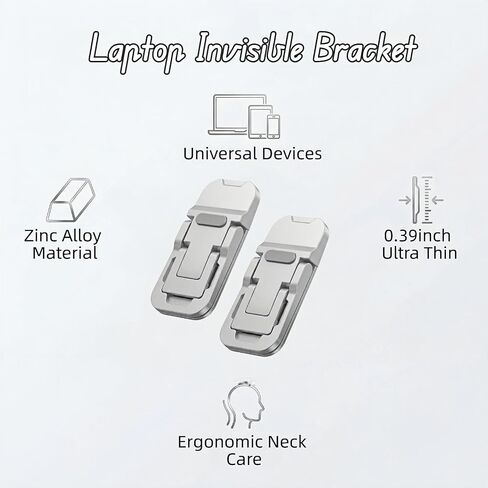 Ergonomic Zinc Alloy Laptop Stand,Portable Keyboard Riser with 2 Adjustable Angles (8°&13°),Foldable Invisible Laptop Riser for Desk,Anti-Slip,Heat Dissipation,Supports Up to 22lbs for 10-17" Laptops in Kuwait