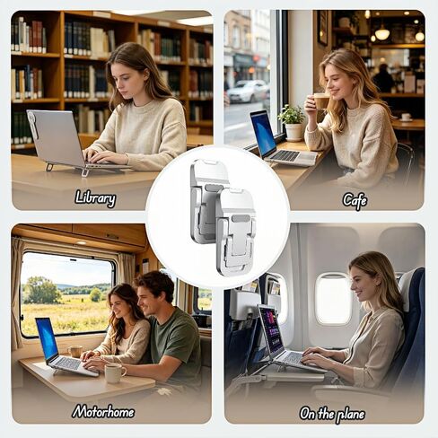 Ergonomic Zinc Alloy Laptop Stand,Portable Keyboard Riser with 2 Adjustable Angles (8°&13°),Foldable Invisible Laptop Riser for Desk,Anti-Slip,Heat Dissipation,Supports Up to 22lbs for 10-17" Laptops in Kuwait