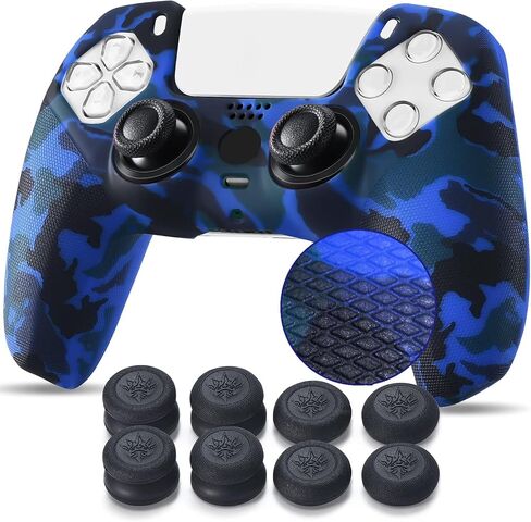 YoRHa Studded Printing Silicone Cover Skin Case for PS5 Controller x 1(Red) with Pro Thumb Grips x 10 in Saudi Arabia