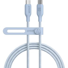 Anker USB C to USB C Cable (240W, 6 ft), Bio-Braided USB C Charger Cable, Fast Charge for MacBook Pro 2020, iPad Pro 2020, iPad Air 4, Samsung Galaxy S23+/S23 Ultra, Pixel (USB 2.0)(Ice Lake Blue)
