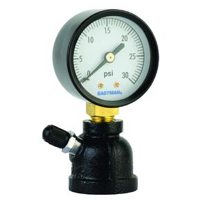 Eastman Bell-Style Test Gauge, 15 PSI x 3/4 Inch FIP, 2 Inch Dial Face, Cast Iron Body, 45302