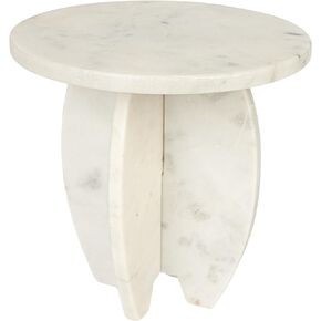 Creative Co-Op Marble Kitchen Pedestal with Interlocking Base, White