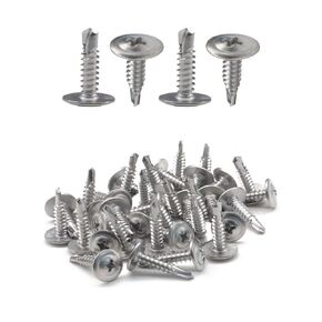 100pcs #8 x 3/4" Self Drilling Truss Head Screws Standard Thread Wood Work MDF 410 Stainless Steel