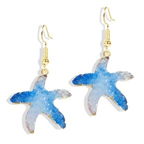 Blue Starfish Earrings Sea Shell Beach Earrings for Women Ocean Vacation Earrings Nautical Hawaiian Sea Beach Earrings Starfish Jewelry (Blue)