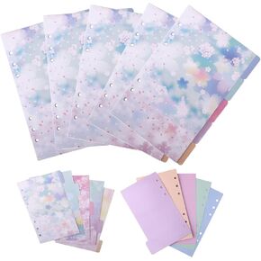5 Set A5 6 Holes Binder Index Dividers Cherry Blossoms Loose Leaf Separator Page Binders Binder Indexing Cards for Diary Planner Notebook