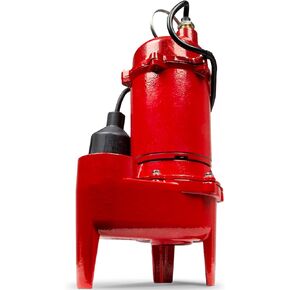 Red Lion RL-WC50TA 115 Volt, 1/2 HP, 5600 GPH Cast Iron Sewage Pump with Tethered Switch and 10-Ft. Cord, Red, 14942748