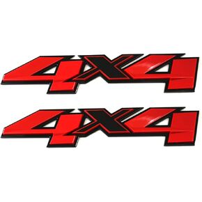 2pcs New Custom 3D 4x4 Bed Rear Emblems Badges Decal Replacement for Silverado GMC Sierra (Black Red)