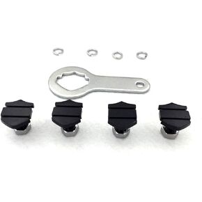 HTTMT- Motorcycle Black Bar Shield License Plate Mounting Hardware(Wrench Lockwasher Nut and 1/4 inch Screw) Compatible with Universal Most Sportbikes Streetbikes Bikes [P/N: MT414-002-BK]