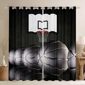 Erosebridal Black Basketball Curtains for Boys Bedroom 42" Wx63 L Sports Gaming Blackout Window Curtains Kids Teen Basketball Hoop Curtains & Drapes Basketball Lovers Window Treatments 2 Panels