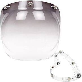 Universal 3-Snap Bubble Helmet Visor Motorcycle Face Flip Up Wind Shield Lens (Yellow Gradient)