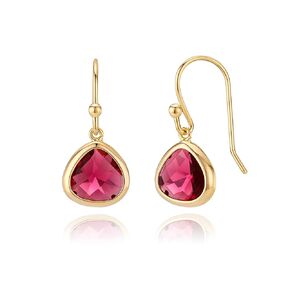 Dainty Simulated Red Ruby Dangle Earrings - 14k Gold-Plated, Hypoallergenic, Lightweight Valentine's Day Gift Drops, Minimalist Birthstone Jewelry by MJLULU