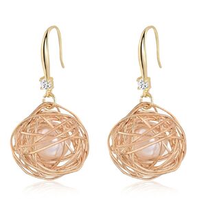 Gold Knot Ball Drop Earrings for Women Dangle Circle Pearl Earrings for Girls Handmade Hypoallergenic Circle Earrings