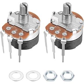 uxcell WH138 Potentiometer with Switch 5K Ohm Variable Resistors Single Turn Rotary Carbon Film Taper 2pcs