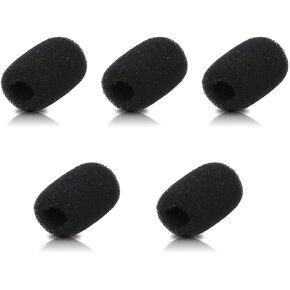kwmobile Microphone Foam Covers (Set of 5) - 1.8x0.9x0.5 inches (4.8x2.4x1.2 cm) Windscreen Protective Pop Filter Pack for Microphones - Black