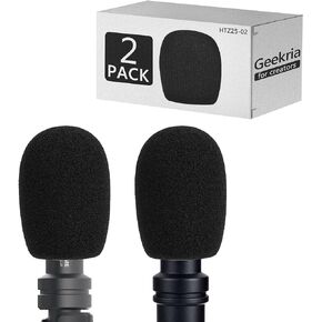 Geekria for Creators Foam Windscreen Compatible with RODE VideoMicro, VideoMic Me, VideoMic Me-C, VideoMic Me-L Microphone Antipop Foam Cover, Mic Wind Cover, Sponge Foam Filter (Black / 2 Pack)