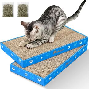 Petslucent Cat Scratcher, 26.8 Inch L Shape Cat Scratching Board with Box, Cat Scratching Cardboard with Ball Toy for Indoor Cats, Large Size