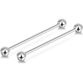 G23 Titanium Industrial Piercing Jewelry 14G Industrial Barbell Earrings CZ Bar Piercing Jewelry 1 1/2"