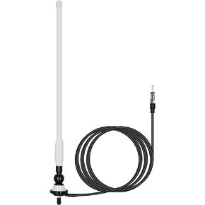 Boat Antennas Waterproof Marine Radio Antenna Car Flexible Rubber Mast FM AM Antenna for ATV UTV RZR SPA Yacht Camper GA057W (White)