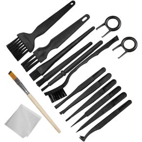 مقبض بلاستيكي فرش مضادة للكهرباء الساكنة، فرش تنظيف نايلون محمولة من سونكو وملاقط لوحة مفاتيح وفرشاة خشبية لمسح القماش مجموعة فرش تنظيف لوحة مفاتيح الكمبيوتر (مجموعة من 16) in Kuwait