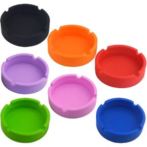 XINMEIWEN 7 عبوات من منفضة سجائر السيليكون بتصميم دائري من مطاط السيليكون الفاخر المقاوم للحرارة العالية للاستخدام الداخلي والخارجي (7 ألوان مختلفة) in Kuwait