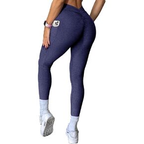SEASUM Viral V Back Leggings for Women Curves Scrunch Butt Lifting Workout Yoga Pants High Waisted Gym Booty Tights