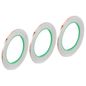 PATIKIL 3 Pcs Copper Foil Tape 0.12 Inch x 82 Feet 0.05mm Thick Double Sided Conductive Adhesive EMI Shielding for Electronics, Circuits, Grounding