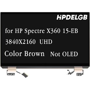 HPDELGB Replacement for HP Spectre X360 15-EB 15-EB0041TX 15-EB0042TX 15-EB0043DX 15-EB0043TX 15-EB1043DX L97636-001 LCD Touch Screen Display Digitizer Assembly 3840X2160 UHD Brown Not OLED