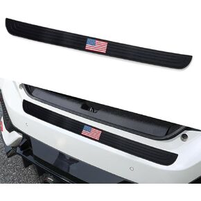 Ajxn 1 PC American Flag Car Rear Bumper Protector Guard, 35.4In x 2.7In Anti-Scratch Soft PVC Protective Strips with Adhesive, Universal Waterproof Bumper Guard for Cars Truck SUV (Black #01)
