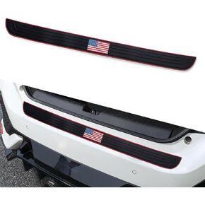 Ajxn 1 PC American Flag Car Rear Bumper Protector Guard, 35.4In x 2.7In Anti-Scratch Soft PVC Protective Strips with Adhesive, Universal Waterproof Bumper Guard for Cars Truck SUV (Black #01)