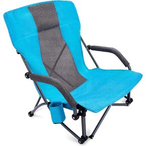 G4Free Folding Beach Chair, Low Sling Portable Beach Chair for Adults with Headrest, Backpack Lightweight Camp Chair for Outdoor Camping Sand Beach