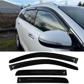 Puermto 94257 Side Window Wind Deflector,4pc Dark Smoke Nice Window Visors fit for 2010-2013 Mazda 3,Outside Mount Style Tape-On Sun Rain Guards Set