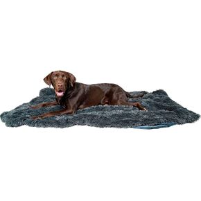 بطانية رمي الحيوانات الأليفة الغامضة من PawProof - بطانية مقاومة للماء للكلاب والقطط - فرو صناعي وجلد صناعي فائق النعومة - رمادي مقاس S (28 بوصة × 38 بوصة)