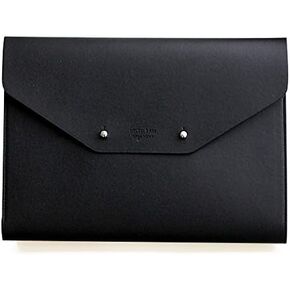 Modern Design PU Leather Padfolio, A5 Size Writing Portfolio Includes Writing Pad, Pen holder, Card & ID Slots, Extra Pockets, Carry Case Pad Holder, 7"X9" (Black)