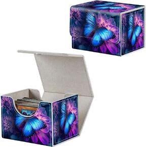 Card Deck Box for MTG, Fits 100+ Single Sleeved Cards, PU Leather Trading Card Storage Box for TCG, CCG, MTG Cards, Strong Magnet Magic Gathering Deck Box, Colorful Bats