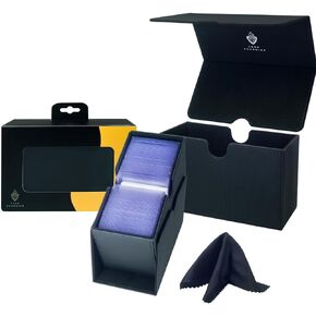 Card Guardian - Toploader Bundle | Deck Box with 100 Toploaders & Penny Sleeves with a Cleaning Cloth… (Black)