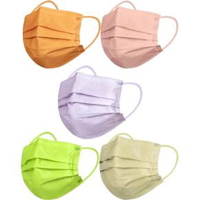Disposable Face Masks for Women,Cute Colored Breathable Comfortable Dust Paper Mask for Men Adult,Fashion Light Colors,Purple,Pink,Green,Orange,3 PLY Protection Cover,Mascarillas Desechables,50 Pack