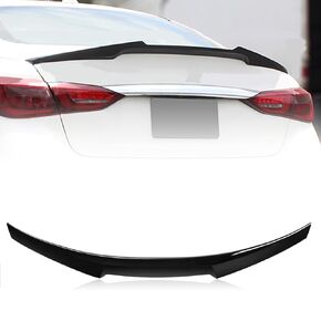 Rear Trunk Spoiler Wing Compatible with 2014-2024 Infiniti Q50 Spoiler, Gloss Black Spoiler MV Style